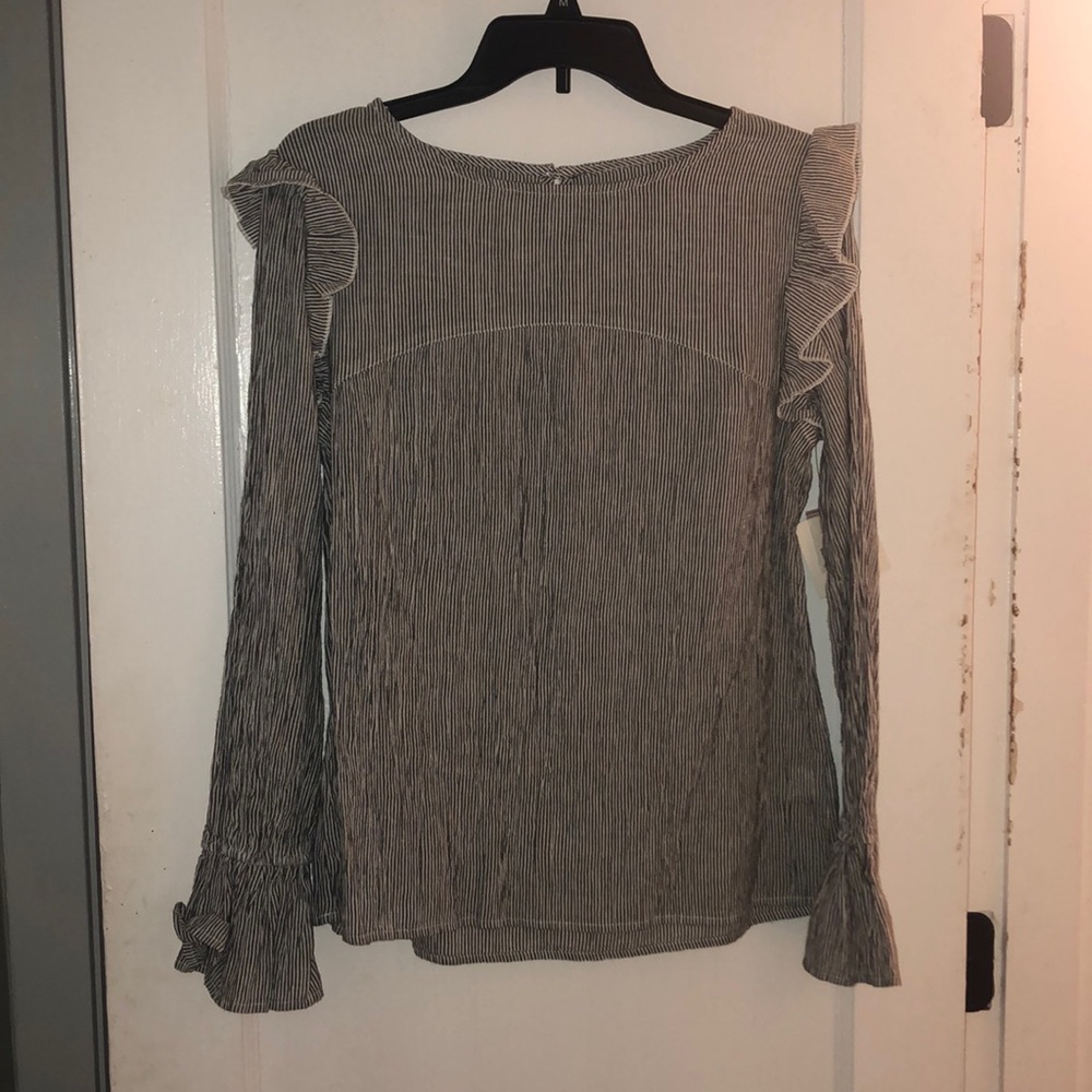 Grey and White striped blouse